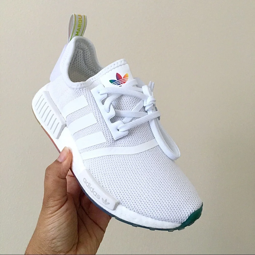 Adidas NMD R1 Joyful Rainbow White Sneakers - Picture 3 of 10